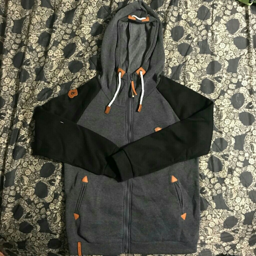 Naketano Fashion Jeans Zip Up Hoodie Gray Black XL